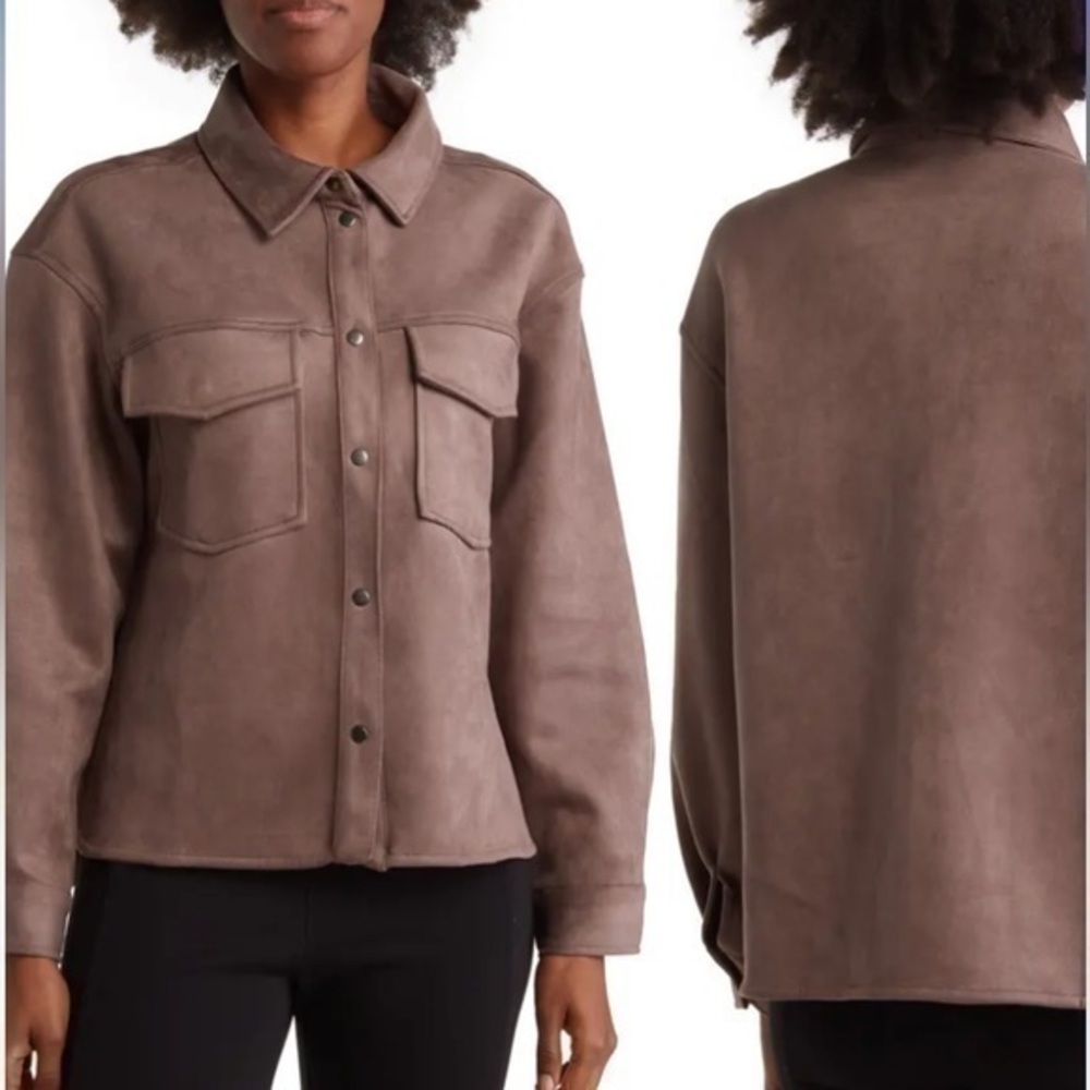 Sanctuary Dakota Shacket stretch faux suede in Portobello M
